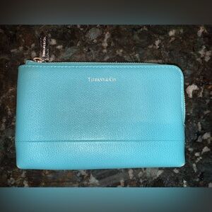 Tiffany & Co Coin Card Holder Wallet Blue‎ Leather Wallet Pouch R